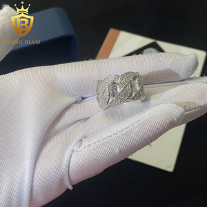 Trong Kho 925 Sterling Silver Bạc Moissanite Nhẫn Gra Chứng Nhận Iced Ra Moissanite Hip Hop Phong Cách Trang Sức Nhẫn Vượt Qua Kim Cương Thử Nghiệm - Product Image 6