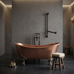 Antique Copper Freestanding Oval Clawfoot Bathtub Luxury <b>Bathroom</b> for Home Hotel Use-Indian Home Crafts CH-296 Model Uttar - Product Image 1
