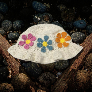 MADESHINE Handmade Winter Knit <b>Bucket</b> Hat for Women Girls Fisherman Hollowed-Out Beanie Jacquard Colorful Flower Y2K for Casual - Product Image 2