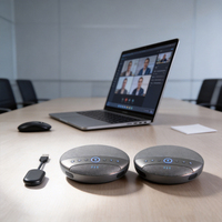 Haut-parleur de conférence sans fil professionnel 48K 360° °   Microphone omnidirectionnel avec double interface pour les réunions Zoom/Teams