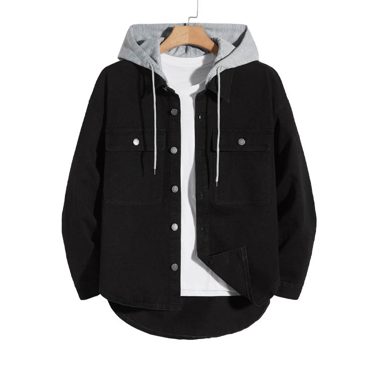 Latest Boys Denim Jacket Men Black Long Lose Spring Autumn Jeans Hoodie  Plus Size Jean Jacket With Hoodie for Men