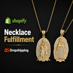 Collier plaqué or Vierge <span class=keywords><strong>Marie</strong></span> avec pendentif en cristal, bijoux, partenaire <span class=keywords><strong>de</strong></span> dropshipping Shopify, sans MOQ, support depuis la Chine - Product Image 1