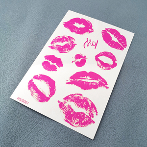 Autocollants de <span class=keywords><strong>tatouage</strong></span> temporaire motif lèvres rouges, cœur, léopard, rose – Sexy et élégants <span class=keywords><strong>pour</strong></span> la Saint-Valentin – Tatouages temporaires imperméables - Product Image 5