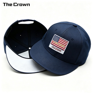 Gorra de 6 Paneles con Visera Plana y Logotipo Personalizado, Venta al Por Mayor, Parche Tejido, Color Azul Marino, Fabricante de Gorras - Product Image 2
