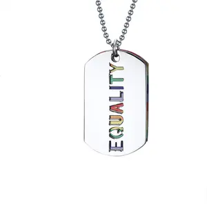 Collana con ciondolo in acciaio inossidabile per l'uguaglianza dell'iridescenza Lgbt collana con carta per cani personalizzata - Product Image 1