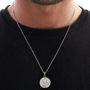 Золотой дорожный компас, ювелирное изделие из нержавеющей стали с подвеской в виде Северной Звезды, серебряное ожерелье с монетным компасом, 18 карат - Product Image 5