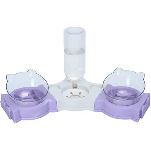 Pet Product Supplier Free Combination Dog Bowl With Water Bottle Dispenser Cat Bowl