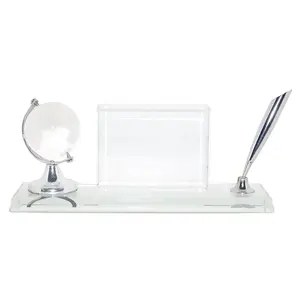 Porte-stylo en cristal Drapeau de bureau Cadeaux de bureau Cadre photo en cristal pour décorations de bureau
