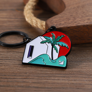Porte-clés en métal émaillé coloré personnalisé en forme de maison avec logo - Product Image 6