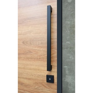 Maniglia a tirante <span class=keywords><strong>piatta</strong></span> moderna in <span class=keywords><strong>acciaio</strong></span> inossidabile nero opaco a tubo quadrato, singola o doppia faccia, per porte in legno commerciali - Product Image 5