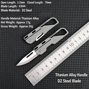 Couteau de poche pliant en acier D2 à lame tranchante, alliage de titane, motif sculpté rétro, mini-couteau EDC pour déballer les colis - Product Image 6
