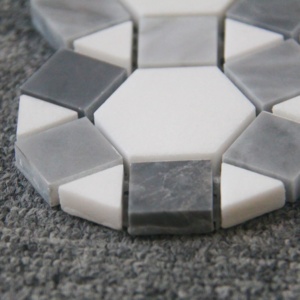 BOTON STONE Blanco <span class=keywords><strong>Gris</strong></span> Carrara Mármol <span class=keywords><strong>Cocina</strong></span> Backsplash Mosaico <span class=keywords><strong>Azulejos</strong></span> - Product Image 5
