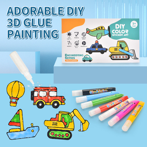 Inspire Creativity Diy Painting Kitウィンドウアートセット手で着色交通アルバム3D接着剤描画おもちゃ子供用 - Product Image 3