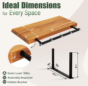 2 देहाती एसिशिया लाइव एज फ्लोटिंग अलमारियों का गर्म विक्रय सेट आधुनिक लकड़ी की दीवार-घुड़सवार अलमारियों हाथ से चित्रित तकनीक - Product Image 6