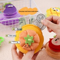 Porte-monnaie mini en peluche série fruits de dessin animé, écologique, durable, en fourrure douce, mignon, carotte, ananas, porte-clés créatif, vente en gros