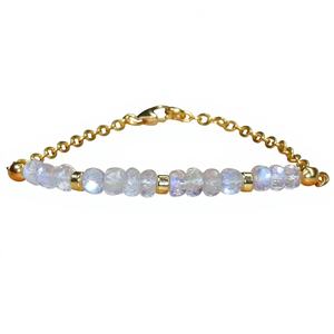Pulsera de Cadena de Plata de Ley 925 con Cuentas de Piedra Lunar, Chapada en Oro de 14k, Certificada por GIA, de Lujo, para Mujer, Estilo Minimalista Vintage, Regalo para - Product Image 1