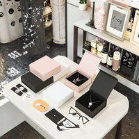 Boîtes magnétiques en carton noir personnalisées avec logo, ensemble de petites boîtes carrées pour bijoux et cils, pour lunettes