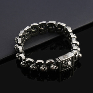 Bracelet squelette yunnique en argent tibétain, 22 cm, style punk pour hommes, design géométrique - Product Image 2