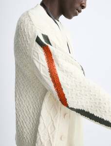 Custom New Style Casual Long Sleeve Knit <b>Sweater</b> Collarless Slip Shoulder Cotton <b>Men's</b> Knit Cardigan - Product Image 2