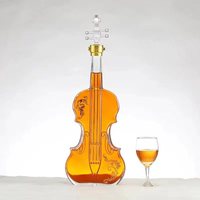 Processus de verre en forme de violon joint épaissi bouteille de médicament en mousse de guitare bouteille créative en forme de bouteille vide