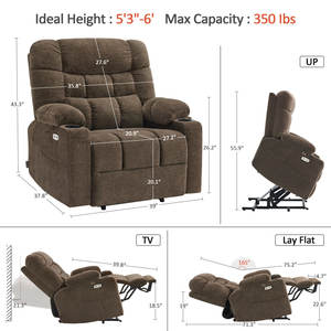 DOSER Moderner Bestseller Elektrischer Massage-Sessel mit Extrabreiter Fußstütze Wärme Unendlich Verstellbar für Rücken und Fußstütze USB - Product Image 4