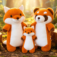 Peluche douce et longue imperméable en forme d'animal de la forêt (raton laveur, renard) en fourrure moelleuse, coussin de sol, décoration de lit, cadeau