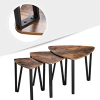 Tables gigognes triangulaires noires Meubles de salon Table basse Ensembles de 3 tables de chevet antiques Table d'angle