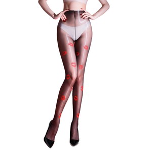Red Lip Print Thigh High Stockings Ultra Thin Transparent Nylon Women's Sexy Hosiery - Product Image 5