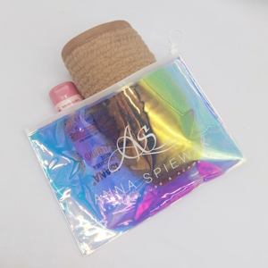 Pochette zippée holographique en PVC plastique avec logo personnalisé pour cosmétiques, maquillage, soins de la peau, cils, emballage - Product Image 5