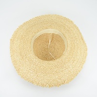 Chapeau de femme d'été à large bord et franges, style pommeau de levier de vitesse, en papier raphia, OEM, vente en gros, naturel, unisexe, adultes, avec applique
