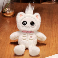 Lot de jouets en peluche chat squelette Halloween, jouets en peluche de dessin animé, animaux en peluche doux et mignons pour machine à griffes, pour sacs de fête d'enfants