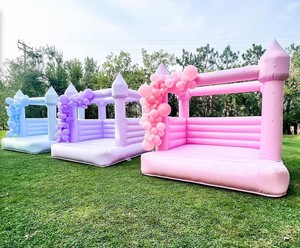 Château gonflable commercial blanc avec toboggan et piscine à balles, structure de jeu tout-en-un pour événements - Product Image 5