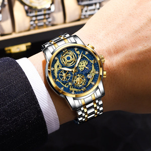 Binbang Men's Quartz Watch Analog 7mm Waterproof Luminous Moon Phase Date Chronograph Stainless Steel Bracelet Business Casual - Product Image 3