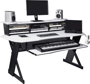 Escritorio para <span class=keywords><strong>Estudio</strong></span> <span class=keywords><strong>de</strong></span> Grabación Musical con Bandeja para Teclado <span class=keywords><strong>de</strong></span> Piano, Mesa <span class=keywords><strong>de</strong></span> Estación <span class=keywords><strong>de</strong></span> Trabajo para <span class=keywords><strong>Estudio</strong></span> <span class=keywords><strong>de</strong></span> Grabación con Soportes y Estante Inferior - Product Image 4