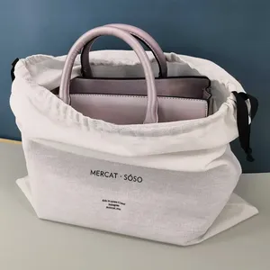 Sac en toile de coton personnalisé avec cordon de serrage, blanc et coloré, motif lettres, pour cadeaux, vente en gros - Product Image 3