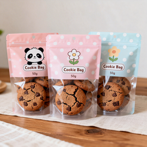 Bolsa de Galletas con Diseño de <span class=keywords><strong>Panda</strong></span> y Flores, Impresa a Medida, con Ventana Transparente, Resellable y Autoportante, para Snacks Infantiles - Product Image 3