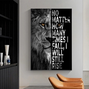 Peinture sur <span class=keywords><strong>toile</strong></span> d'art avec citation motivante sur les lions sauvages, affiches d'animaux noirs, impressions, art mural, image pour la décoration de bureau et de la maison - Product Image 6