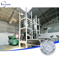 Machine à glace en tubes industrielle 20T 30T 60T par jour, ligne de production de glace en tubes de grande capacité pour usine de glace