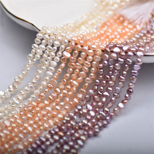 Baroque ngọc trai tự nhiên sợi Ins Retro đào trắng tím 4mm hạt ngọc trai cao cấp bán buôn bán quý Vòng cổ - Product Image 1
