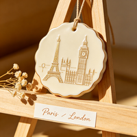 Diffuseur d'arômes en céramique personnalisé avec motif de la ville de Paris, plaque en céramique pour voiture, tablette d'aromathérapie aux huiles essentielles