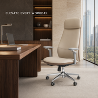 Chaise de bureau ergonomique moderne en cuir PU pivotante/à bras articulés avec accoudoirs et hauteur réglables