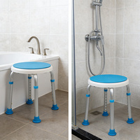 Tabouret de douche médical Bliss, siège rotatif à 360 degrés, hauteur réglable, pieds en caoutchouc antidérapants, aluminium, capacité de 100 kg, pour personnes âgées