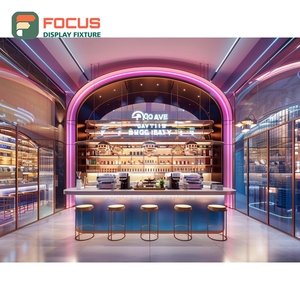 Modular Cafe Service Counter Tempered Glass Front Syrup Bottle Display Area Roastery Service Counter - Product Image 6