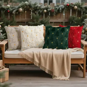 Housse de coussin de Noël Miaikoe 45x45cm, lot de 2, blanc crème, peluche douce en polyester, <span class=keywords><strong>fausse</strong></span> <span class=keywords><strong>fourrure</strong></span>, décoration de canapé pour la maison - Product Image 4