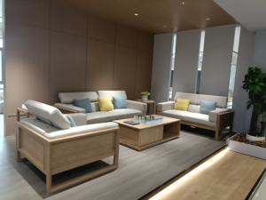 Sofa en bois massif avec cadre en bois massif <span class=keywords><strong>canapé</strong></span> sectionnel ensembles avec appui-tête réglable 1 + 3 sièges meubles de salon ensemble de canapés - Product Image 4