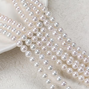 Perles d'eau douce naturelles rondes, fortes et brillantes, sans défaut, pour la fabrication de colliers semi-finis faits à la main, vente en gros par le fabricant - Product Image 1