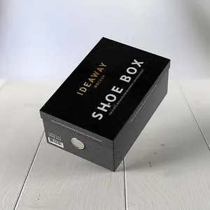 에코 친화적 인 로고 디자이너 골판지 포장 폐쇄 사용자 정의 검은 신발 로고 구멍이있는 종이 선물 상자
