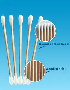 Dubbele Hoofd Ronde Tip Houten Knoppen Cleanroom Q Tips Volwassen Make-Up Remover Baby Wattenstaafje