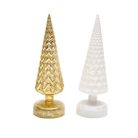 Lampe de table miniature en verre texturé blanc doré pour la décoration de Noël intérieure, bureau, maison, fête