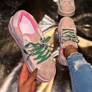 2026 Spring New Full Rhinestone Platform Sneakers Women Color‑Block Embroidered Plus Size Casual Sports Shoes - Product Image 4